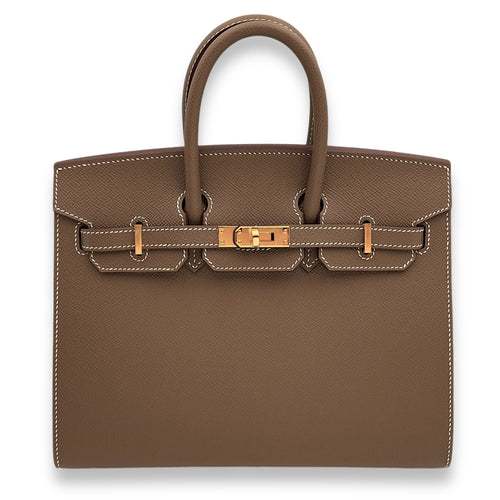 Sellier Birkin 25 Etoupe in Epsom, Gold hardware