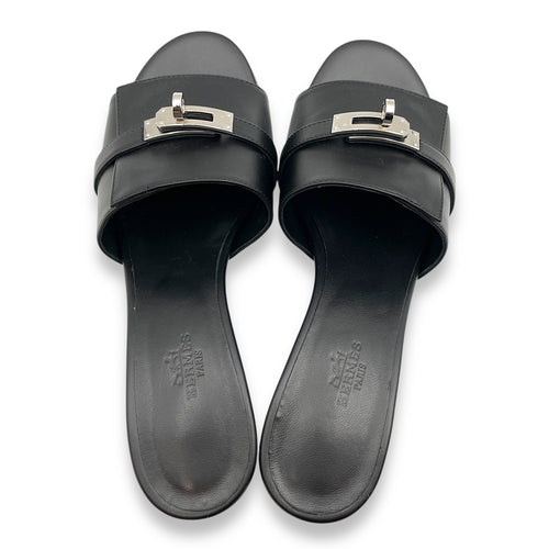 Gigi 50 38 Black Sandals in Calfskin, Palladium hardware