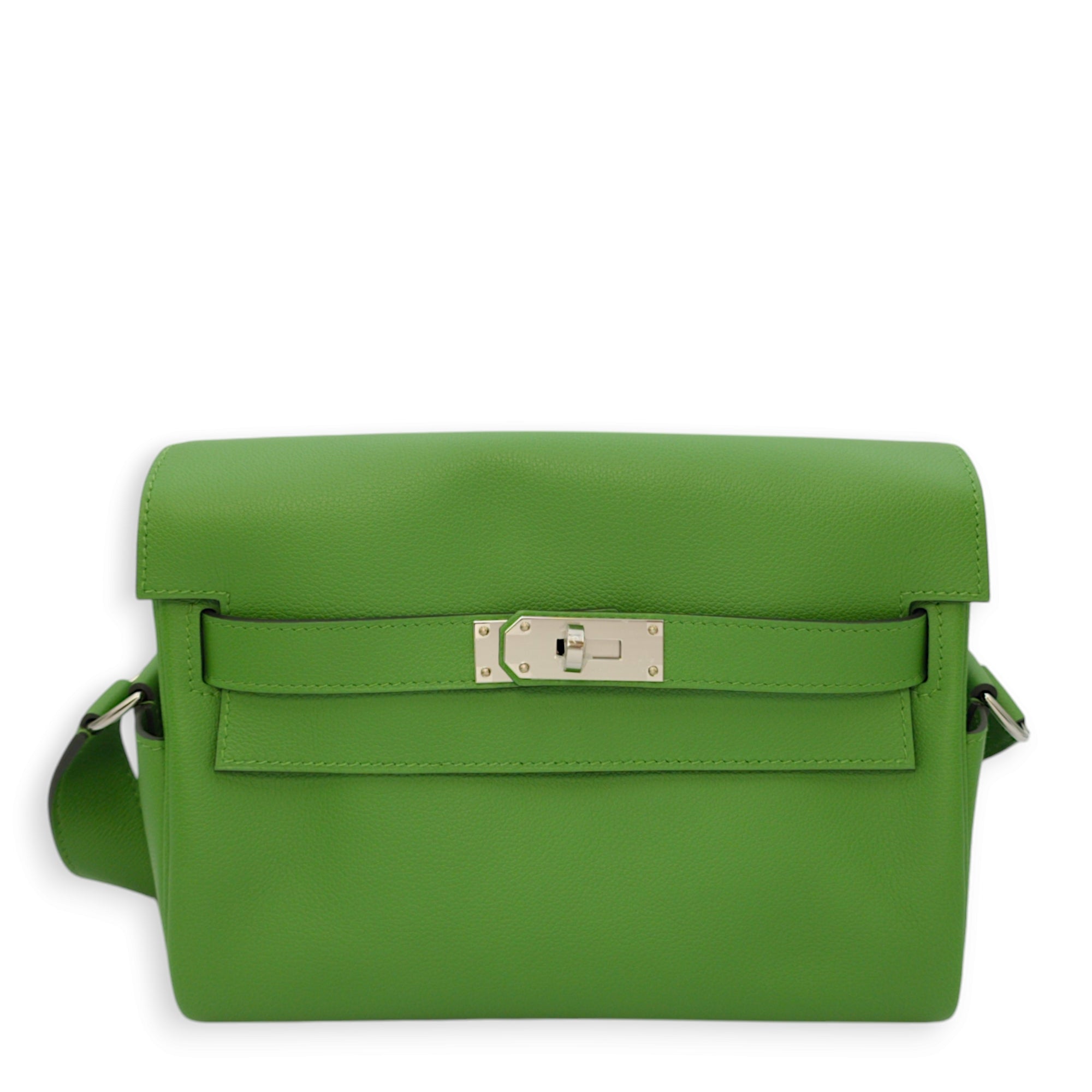 Kelly Messenger PM Vert Yucca in Evercolor, Palladium hardware