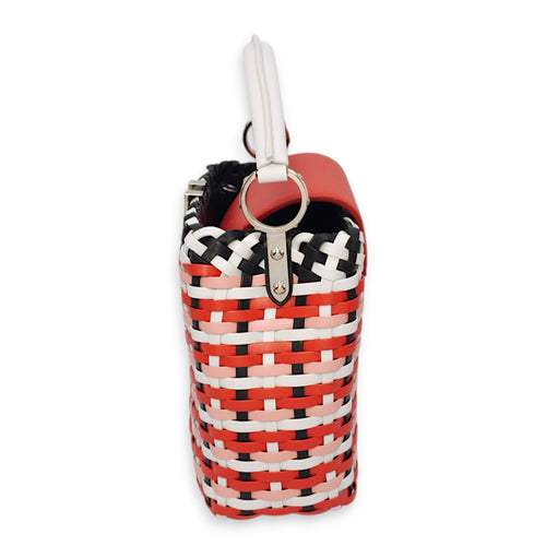 Capucines BB Red/White/Pink/Black Top Handle Bag in Braided Calf, Palladium hardware