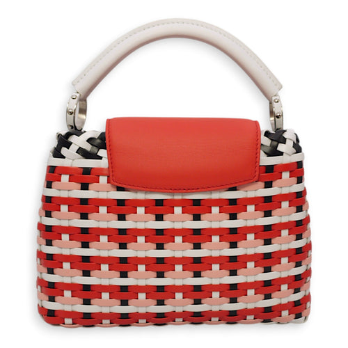 Capucines BB Red/White/Pink/Black Top Handle Bag in Braided Calf, Palladium hardware