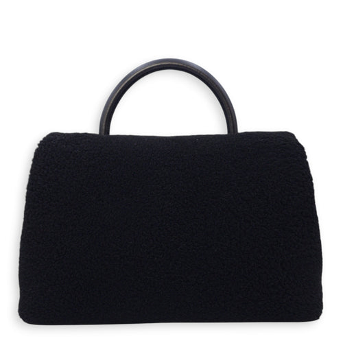 Coco Large Black Top Handle Bag in Shearling/lambskin, Gold hardware