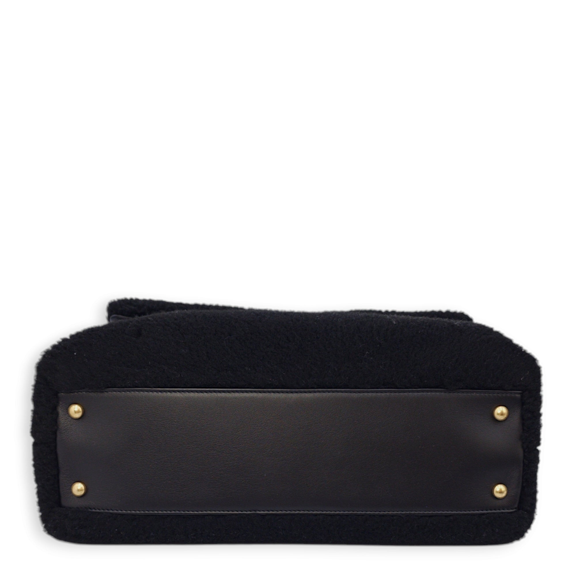 Coco Large Black Top Handle Bag in Shearling/lambskin, Gold hardware