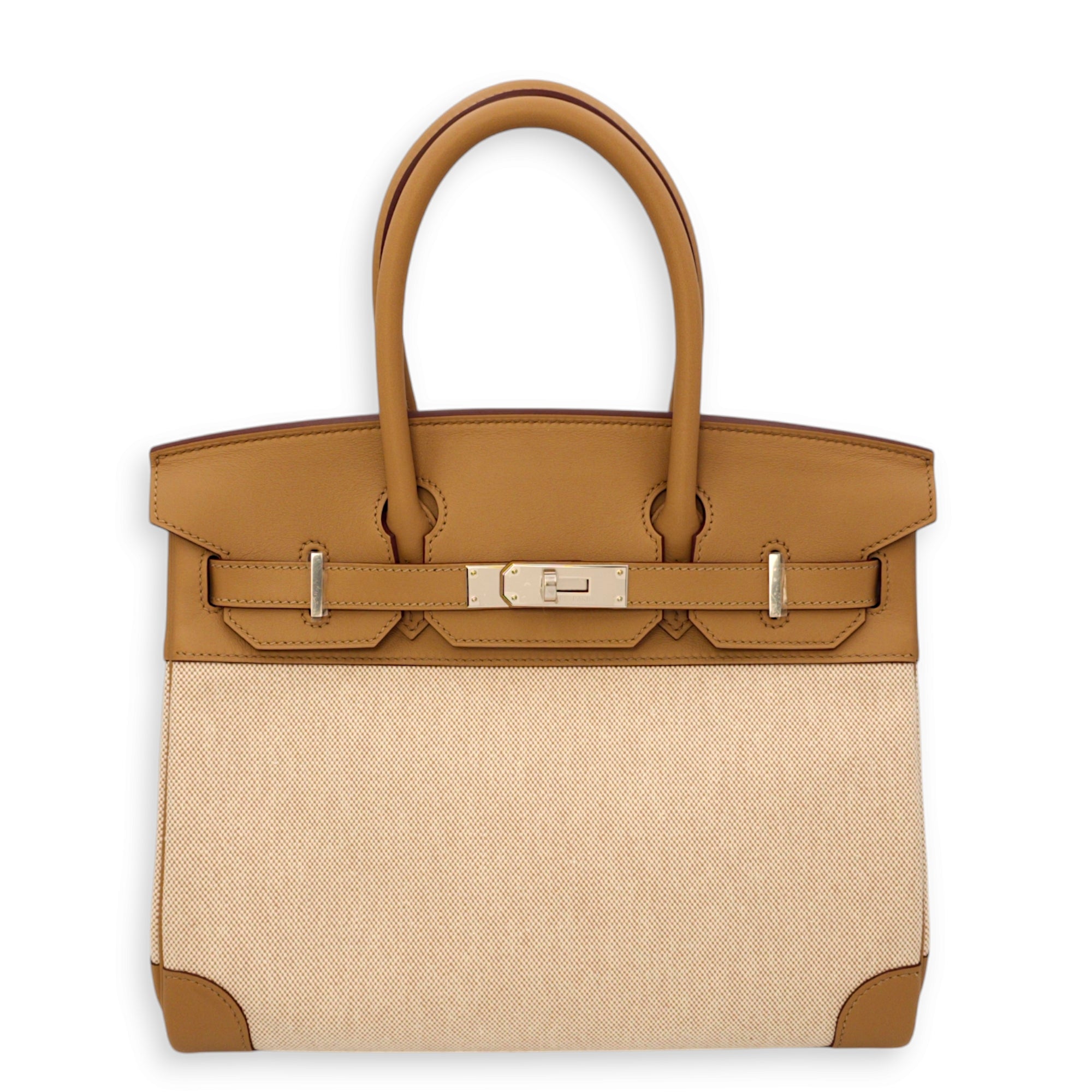 Birkin 25 Ecru-Beige/Biscuit in Toile/Swift, Palladium hardware