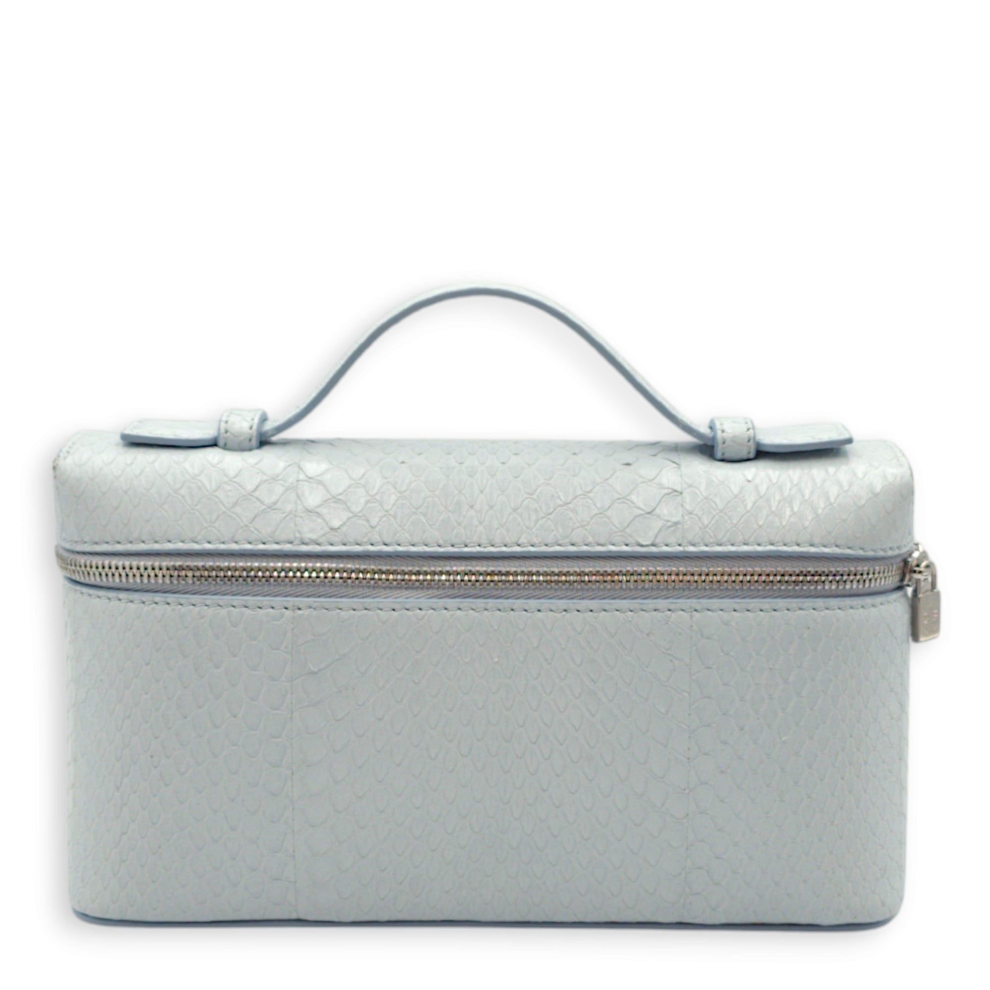 Extra Pocket L19 Light Blue Belle Crossbody Bag in Python Leather, Silver hardware