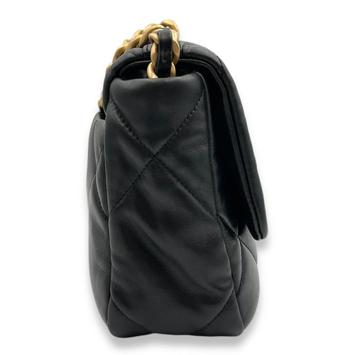 C19 Flap Small Black Crossbody Bag in Lambskin, 3-Tone hardware