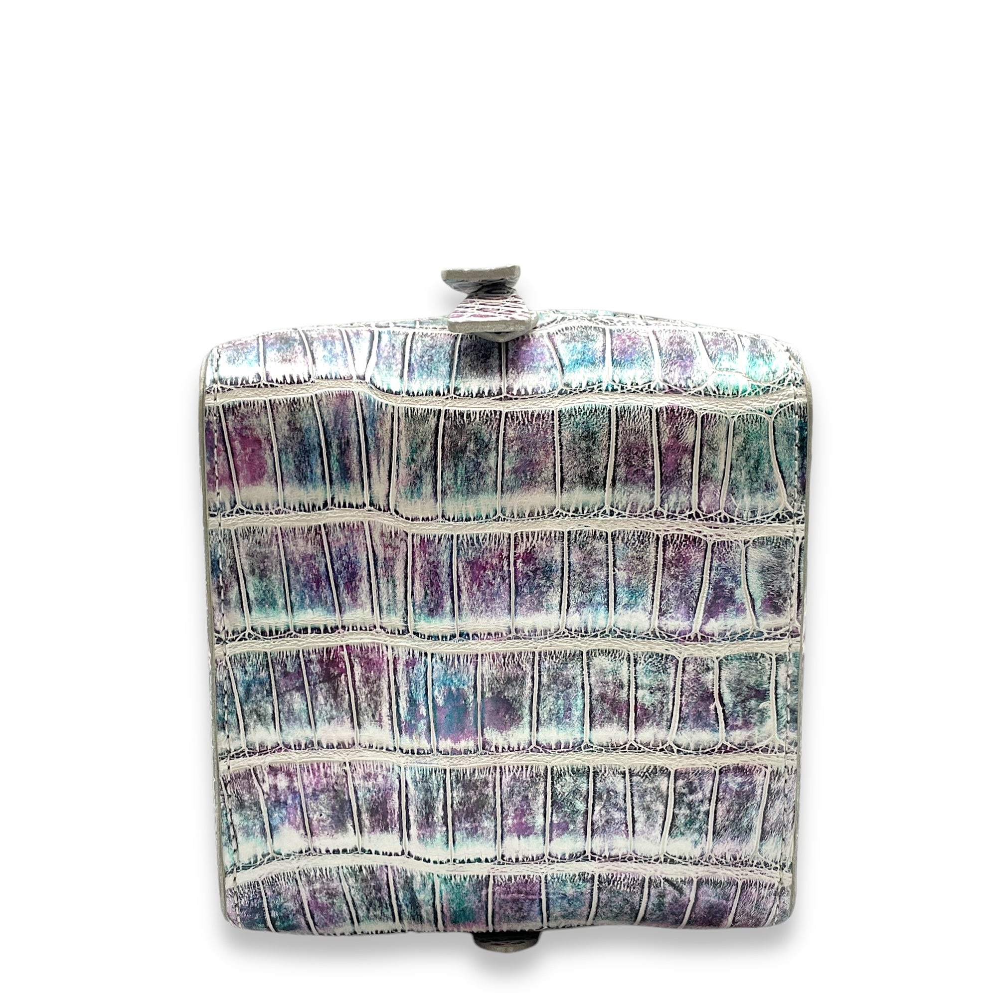 Square  PM Rainbow Top Handle Bag in Alligator Palladium hardware CL2406-3025 5