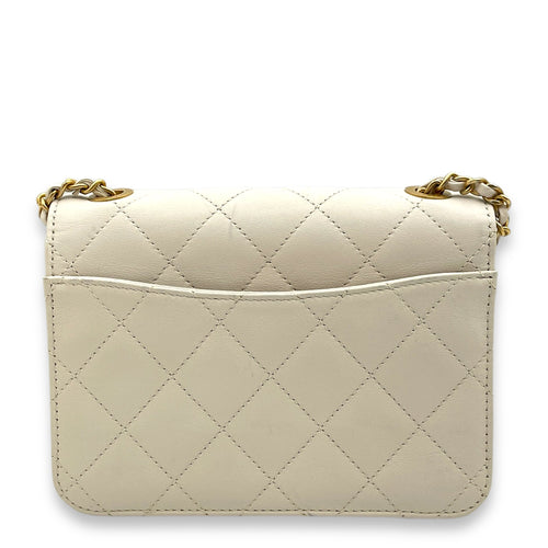 Seasonal Flap Off-white Crossbody Bag in Calfskin, Gold hardware