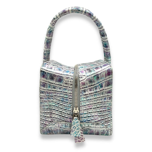Square  PM Rainbow Top Handle Bag in Alligator Palladium hardware CL2406-3025 1