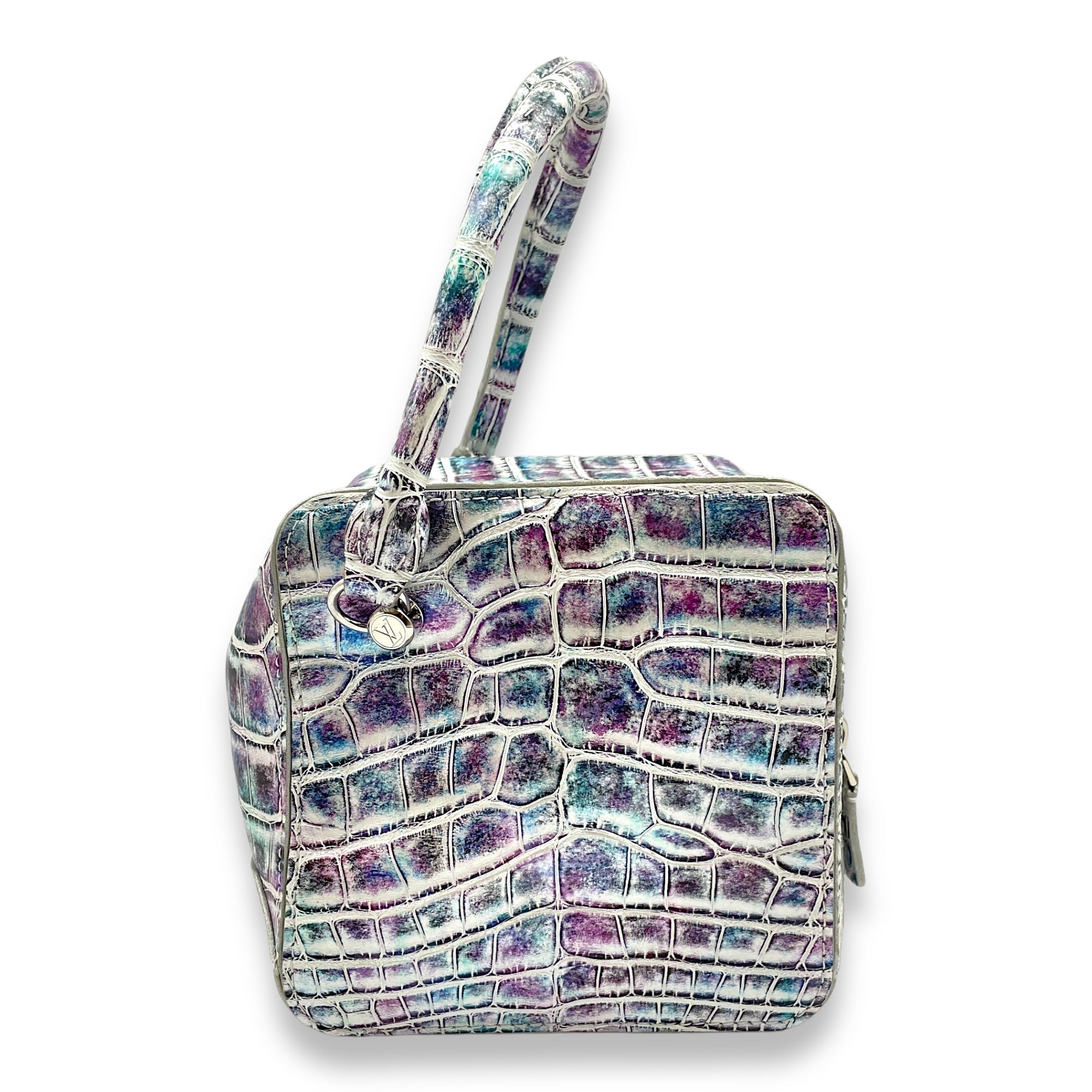 Square  PM Rainbow Top Handle Bag in Alligator Palladium hardware CL2406-3025 3
