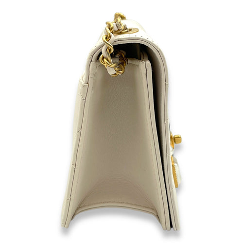 Seasonal Flap Off-white Crossbody Bag in Calfskin, Gold hardware