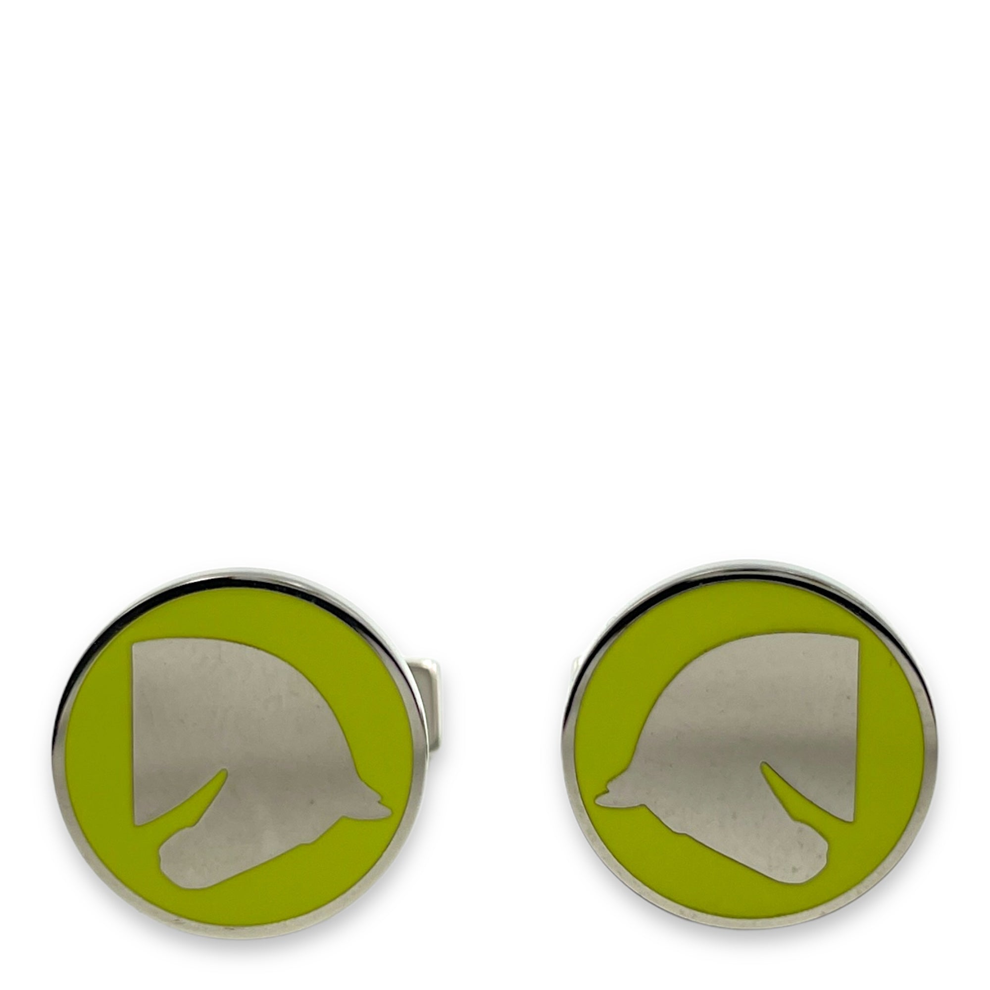 Cheval Cufflinks Lime Costume Jewellery, Palladium hardware