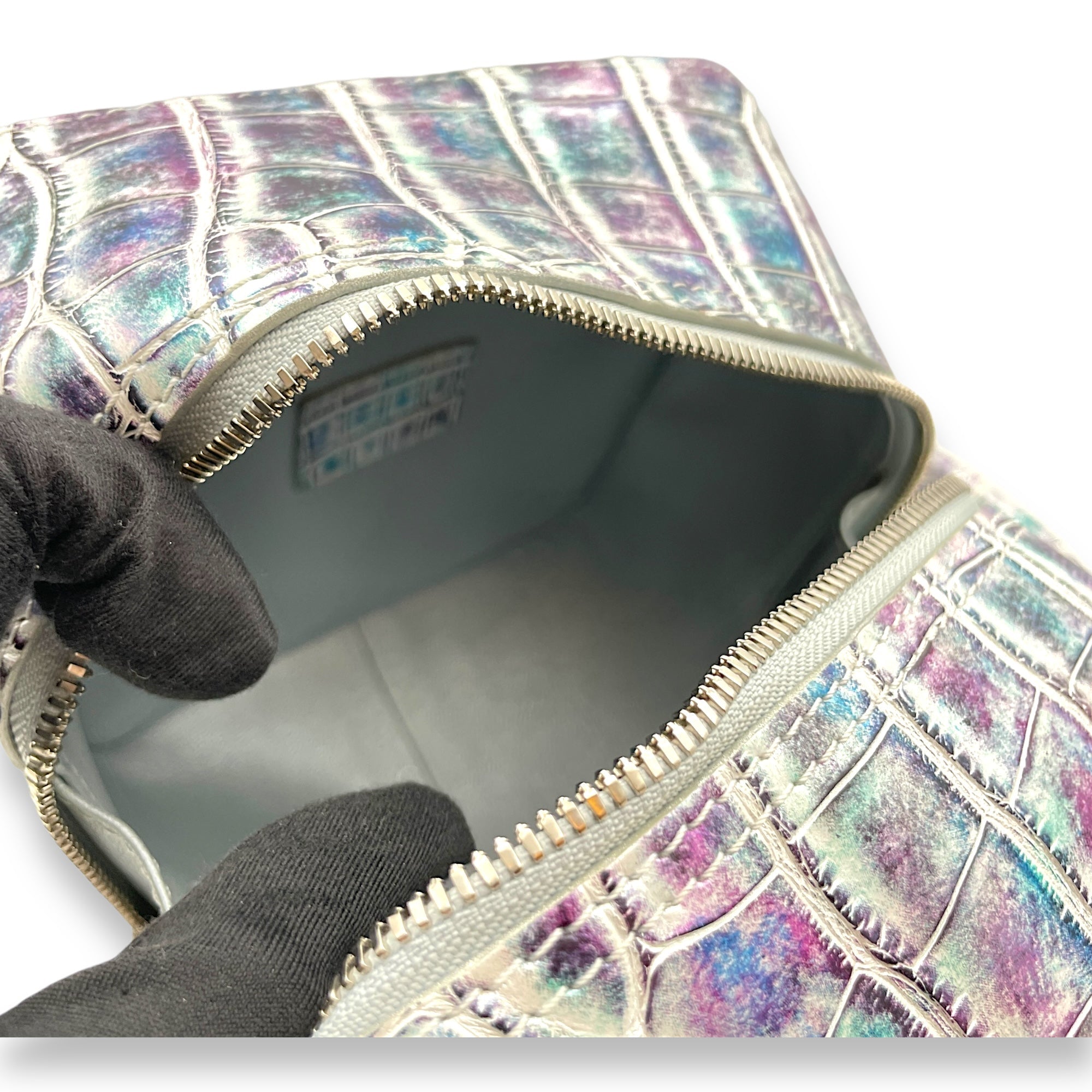Square  PM Rainbow Top Handle Bag in Alligator Palladium hardware CL2406-3025 6