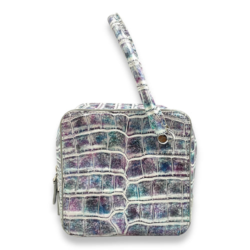 Square PM Rainbow Top Handle Bag in Alligator, Palladium hardware