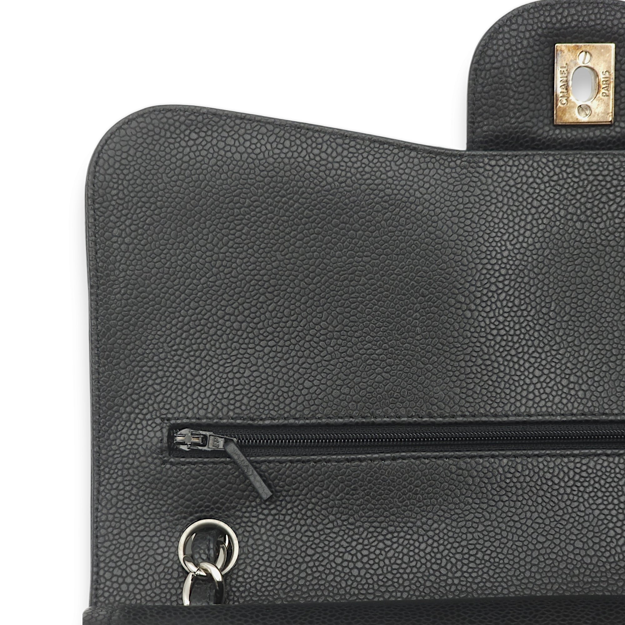 Classic Double Flap Jumbo Black Shoulder Bag in Caviar Leather, Palladium hardware