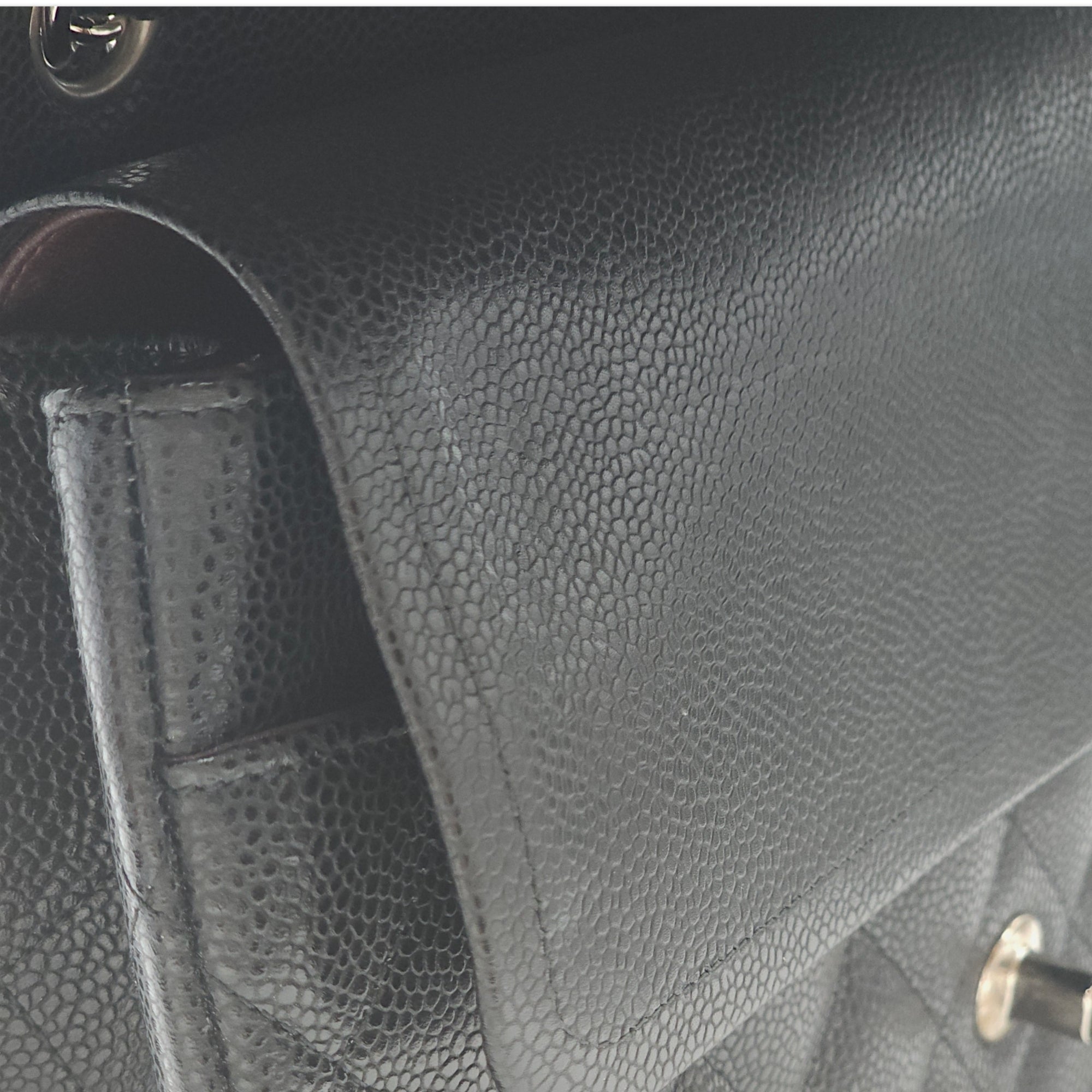 Classic Double Flap Jumbo Black Shoulder Bag in Caviar Leather, Palladium hardware