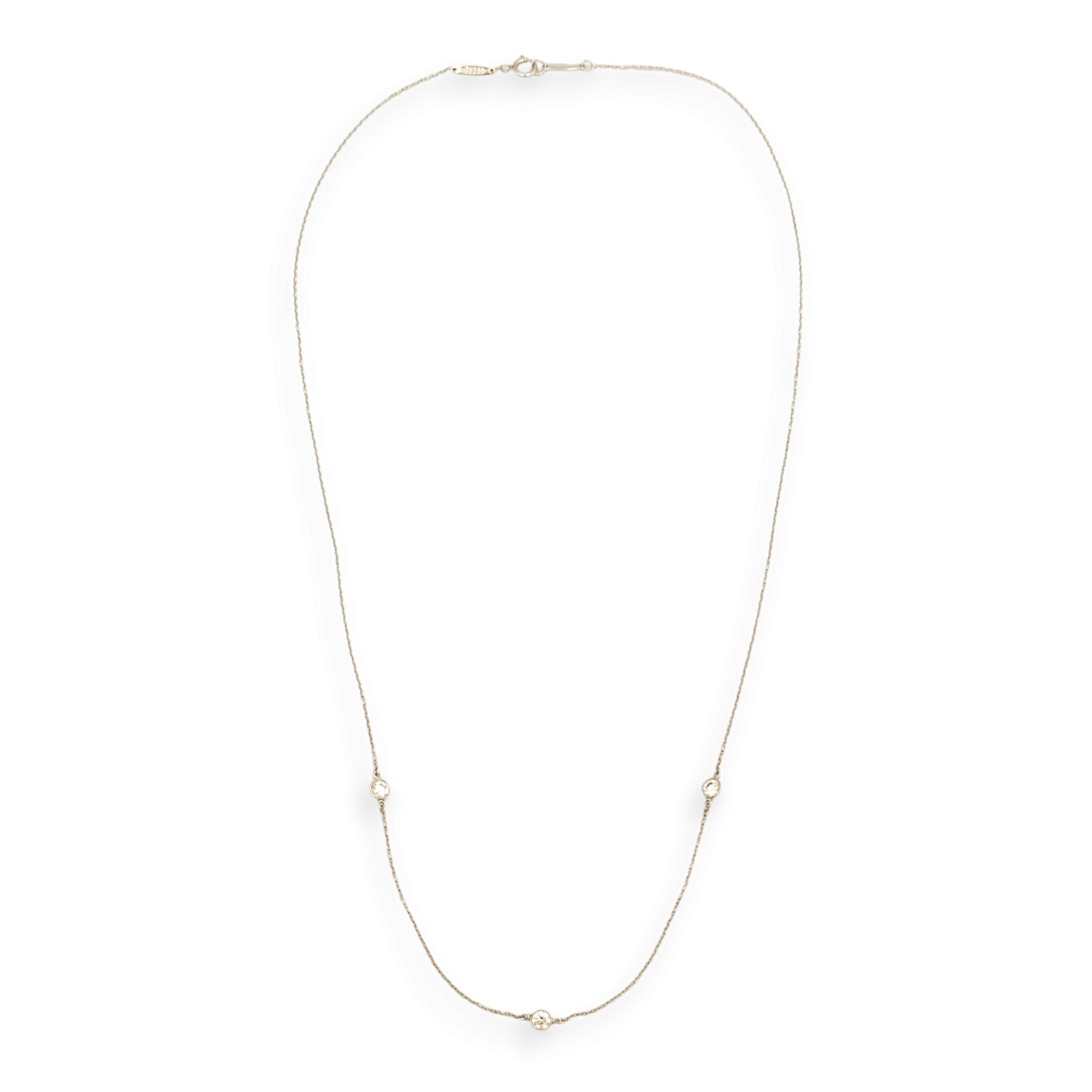 Elsa Peretti By The Yard 3 Diamonds 0.3 Carat Necklace in White Gold