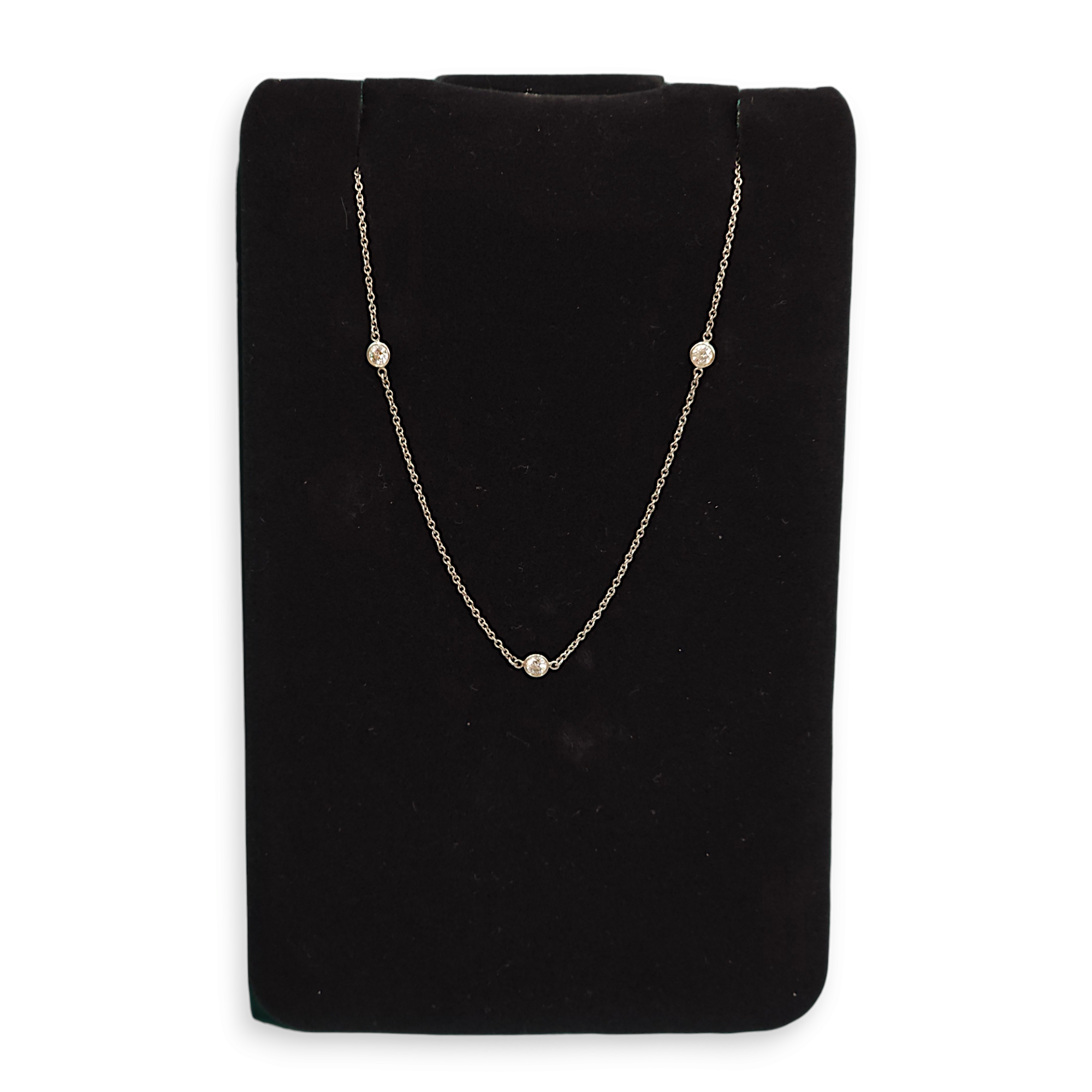 Elsa Peretti By The Yard 3 Diamonds 0.3 Carat Necklace in White Gold