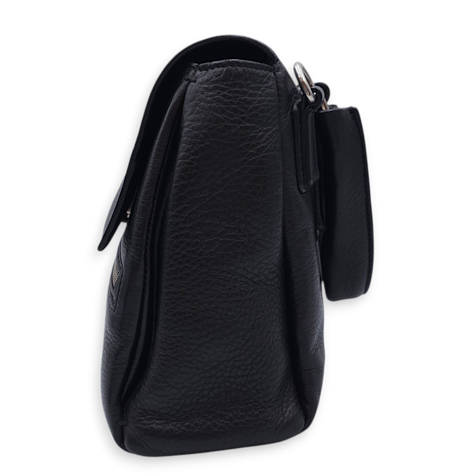 Pandora Pure Mini Black Crossbody Bag in Calfskin, Silver hardware