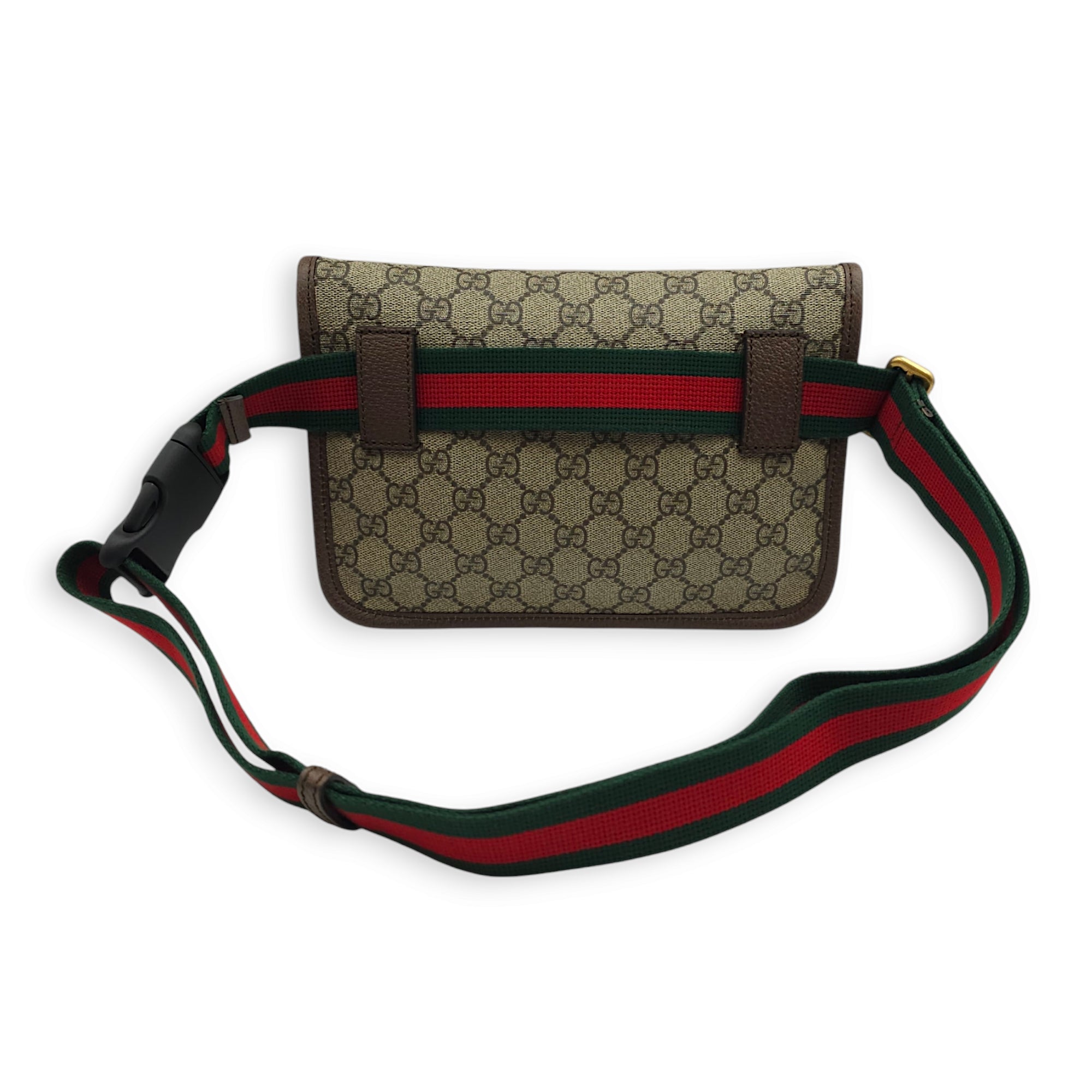 GG Supreme Belt Bag 26x16cm Brown, Red, Green Belt Bag in Canvas, Boar Leather, Fabric, Gold hardware