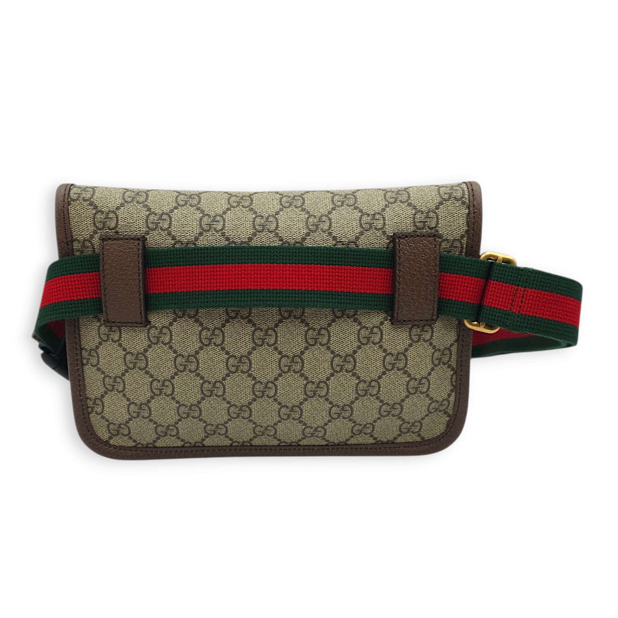 GG Supreme Belt Bag 26x16cm Brown, Red, Green Belt Bag in Canvas, Boar Leather, Fabric, Gold hardware