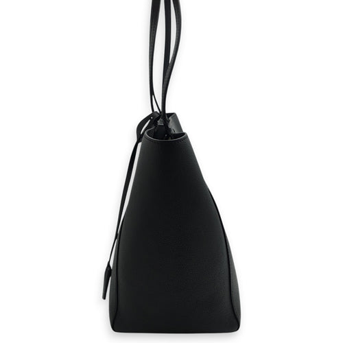 Lockme Cabas 41/27x27x16.5cm Noir Shoulder Bag in Calfskin, Silver hardware