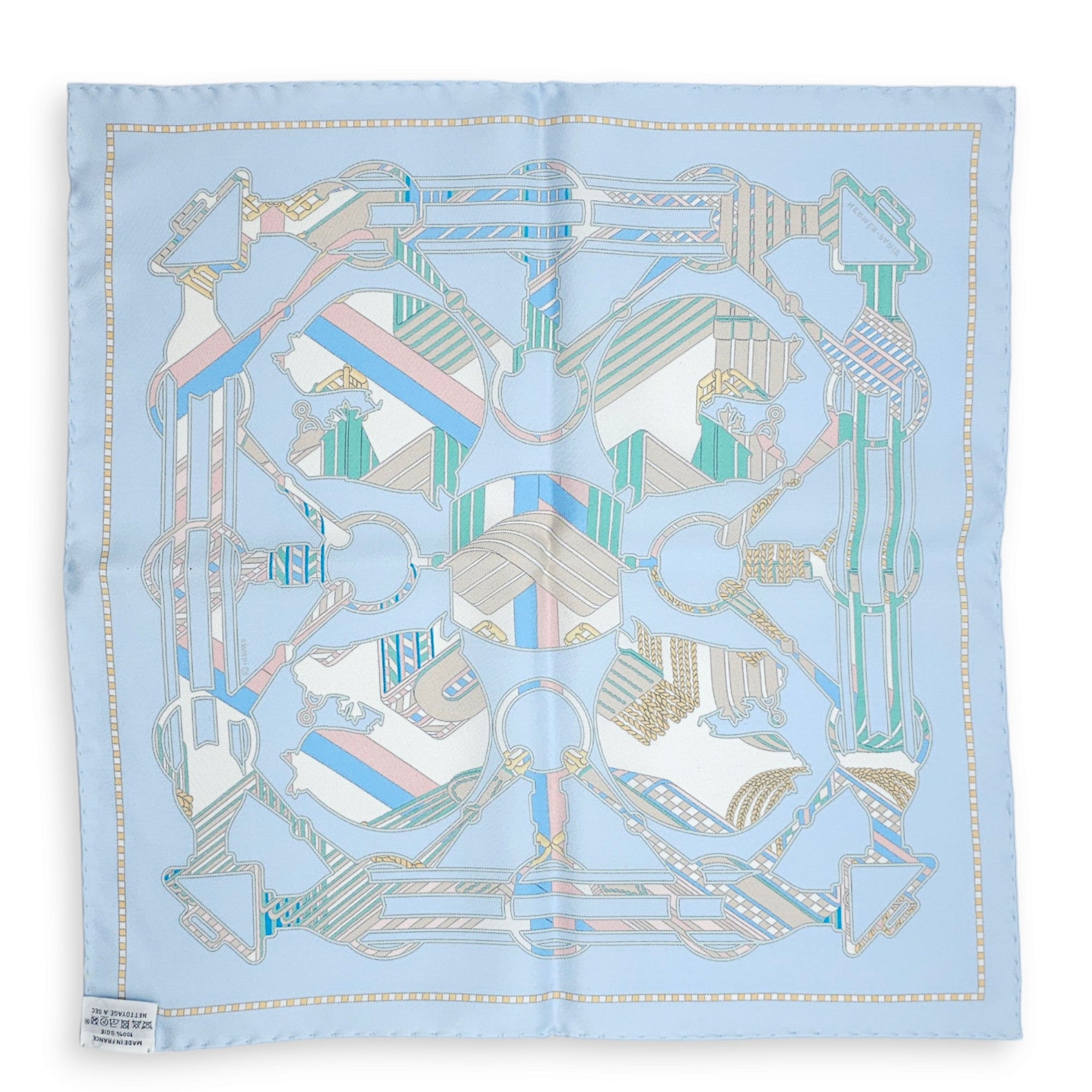 Gavroche Tatersalw Zigzag 45 Blue Scarf in Silk