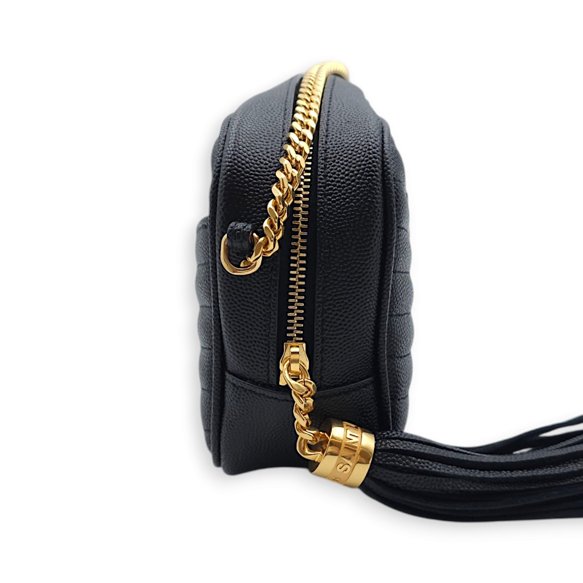 Mini Lou Camera Bag 19x12x5cm Black Crossbody Bag in Calfskin, Gold hardware