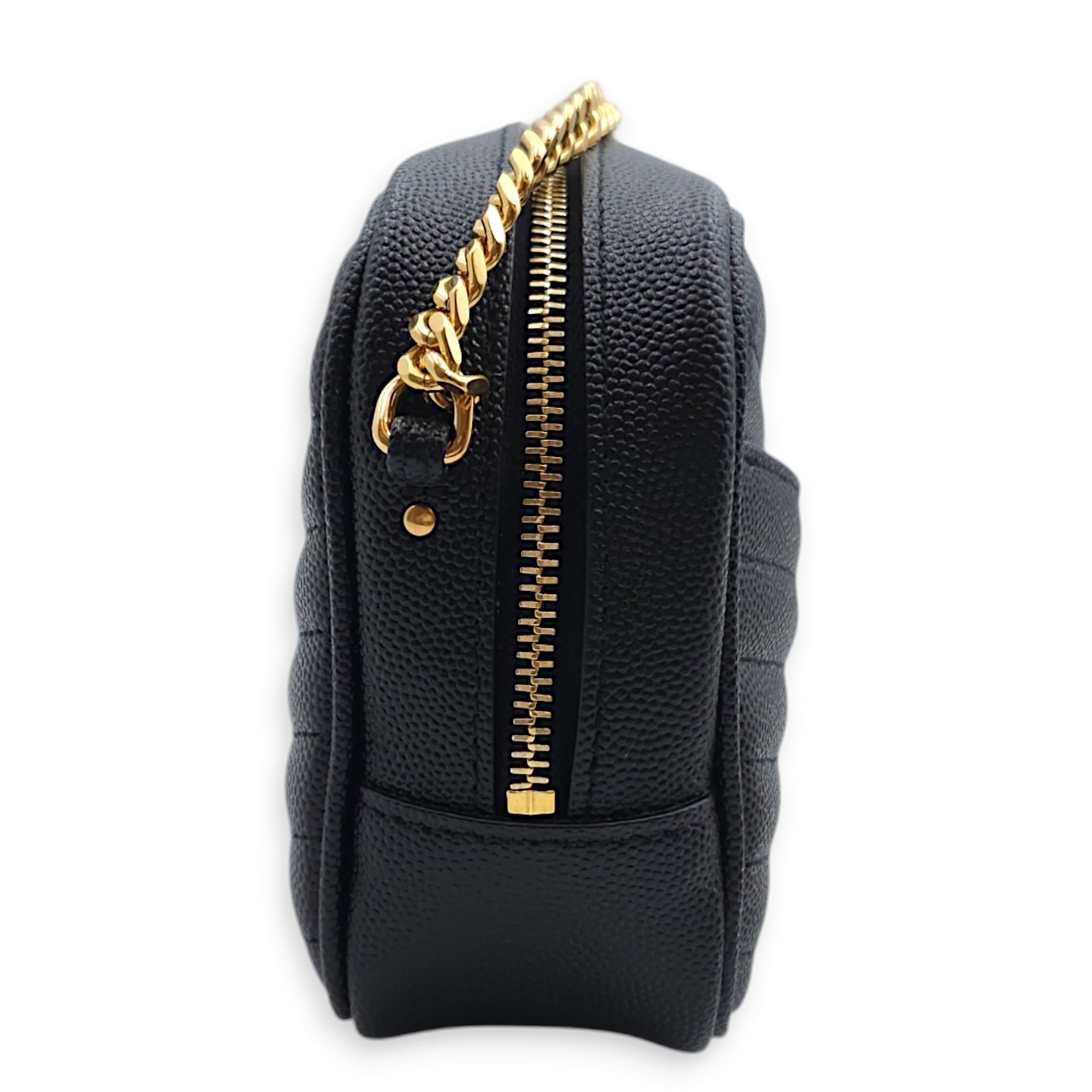 Mini Lou Camera Bag 19x12x5cm Black Crossbody Bag in Calfskin, Gold hardware