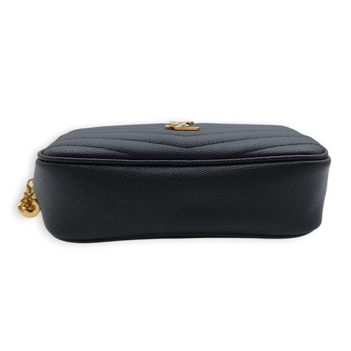 Mini Lou Camera Bag 19x12x5cm Black Crossbody Bag in Calfskin, Gold hardware