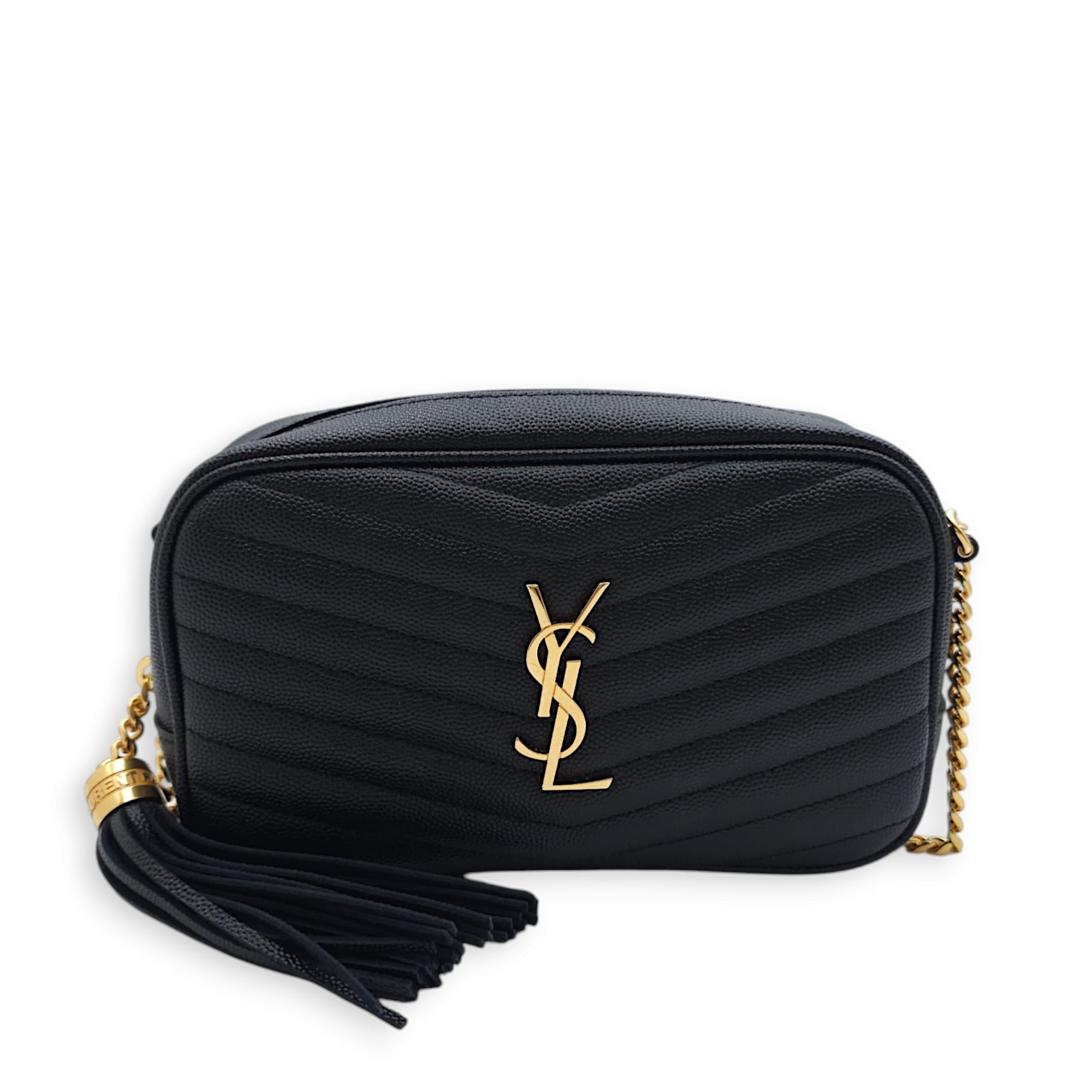 Mini Lou Camera Bag 19x12x5cm Black Crossbody Bag in Calfskin, Gold hardware