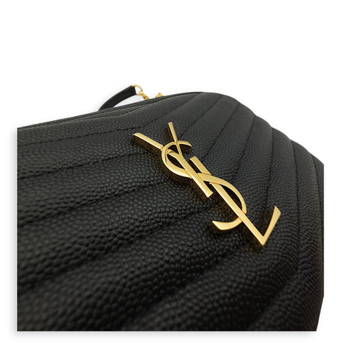 Mini Lou Camera Bag 19x12x5cm Black Crossbody Bag in Calfskin, Gold hardware