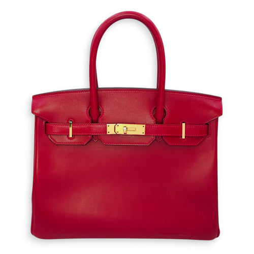 Birkin 30 Rouge in Tadelakt, Gold hardware