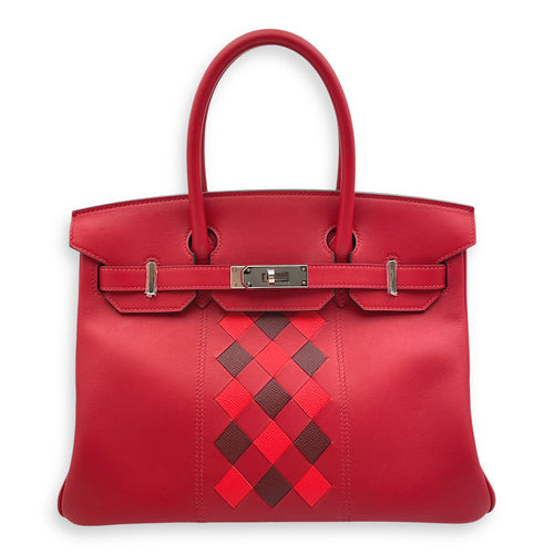 Birkin 30 Rouge Piment/Rouge H/Rouge De Coeur in Swift, Palladium hardware