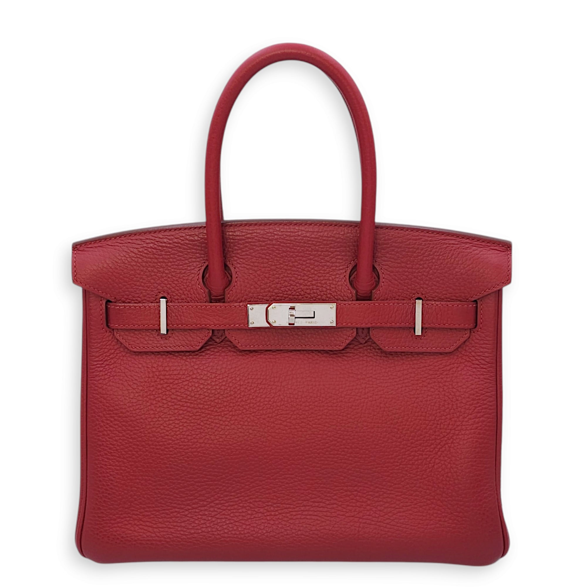 Birkin 30 Rouge Garance in Clemence, Palladium hardware