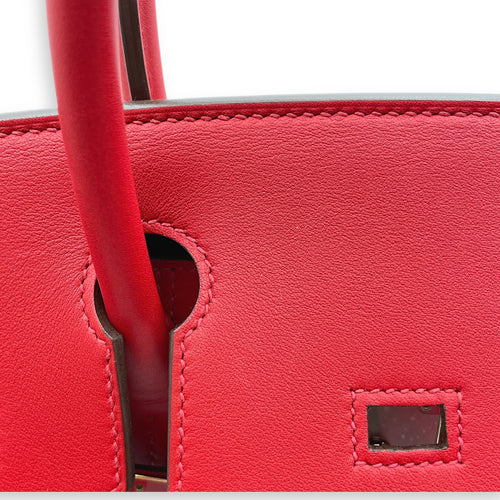 Birkin 30 Rouge Piment/Rouge H/Rouge De Coeur in Swift, Palladium hardware