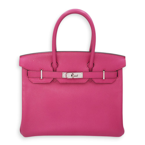 Birkin 30 Rose Shocking in Chevre Mysore, Palladium hardware