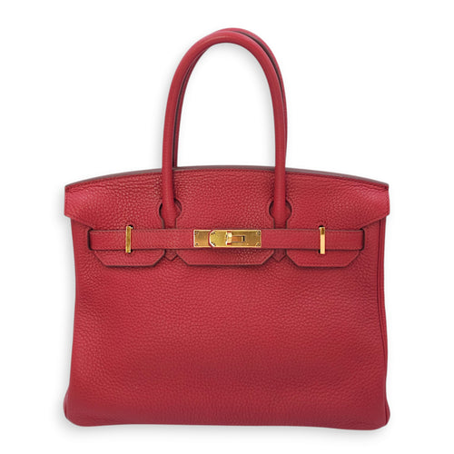 Birkin 30 Rouge Garance in Togo, Gold hardware