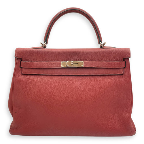 Kelly 35 Rouge H in Clemence Palladium hardware