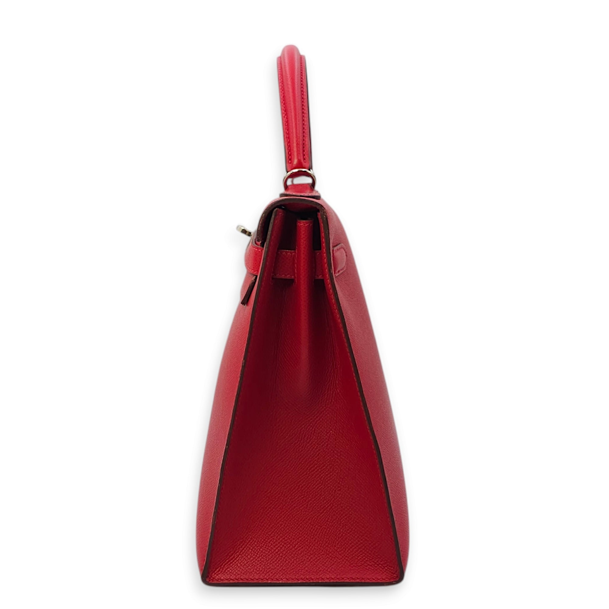 Kelly Sellier 32 Rouge Casaque in Epsom, Palladium hardware