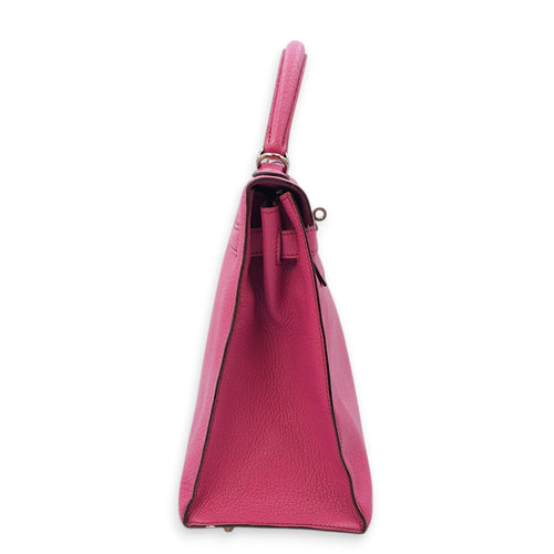 Kelly Sellier 32 Fuchsia in Chevre Leather, Palladium hardware