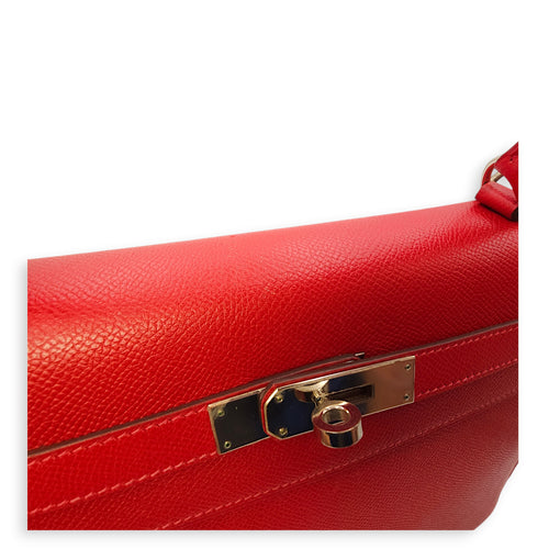 Kelly Sellier 32 Rouge Casaque in Epsom, Palladium hardware