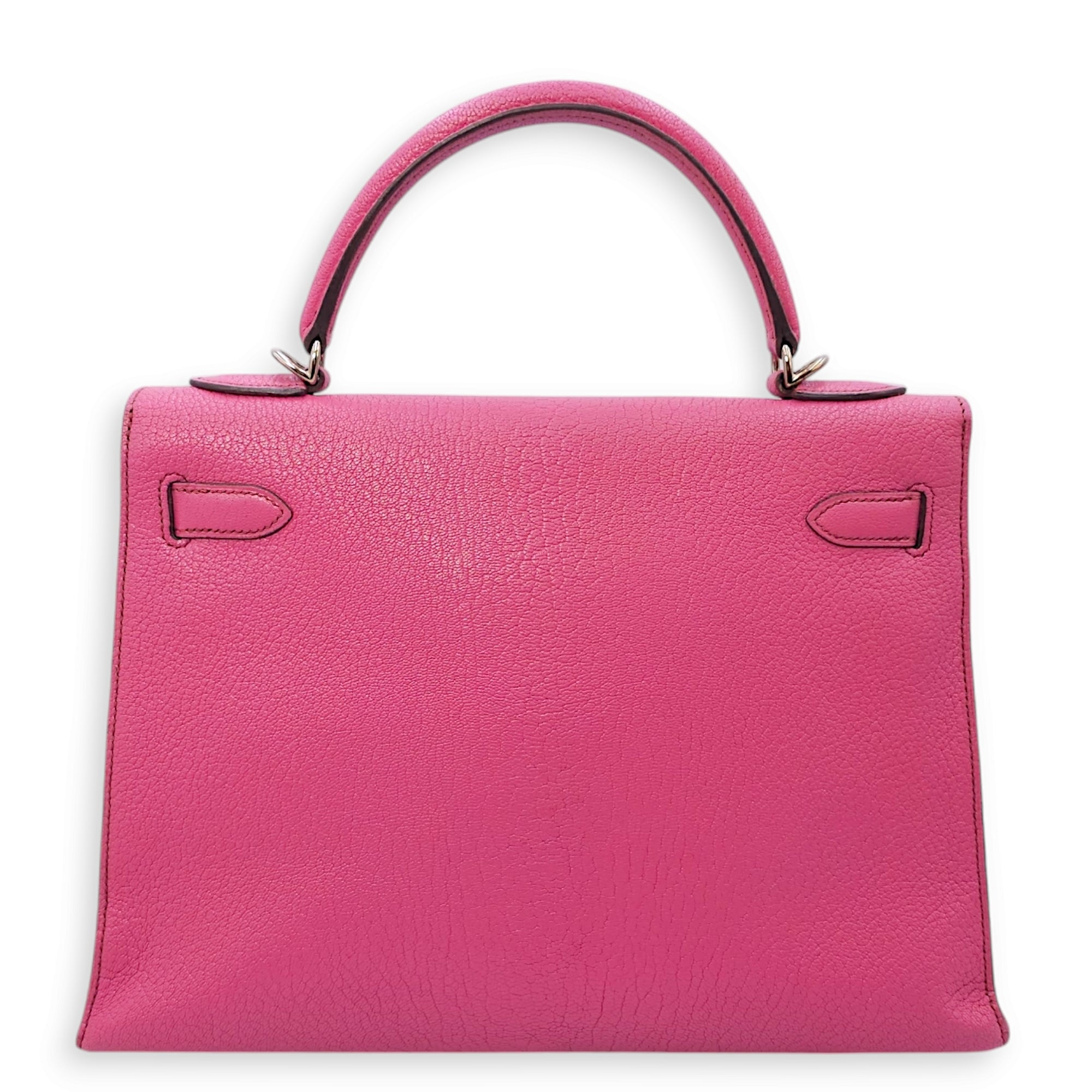 Kelly Sellier 32 Fuchsia in Chevre Leather, Palladium hardware