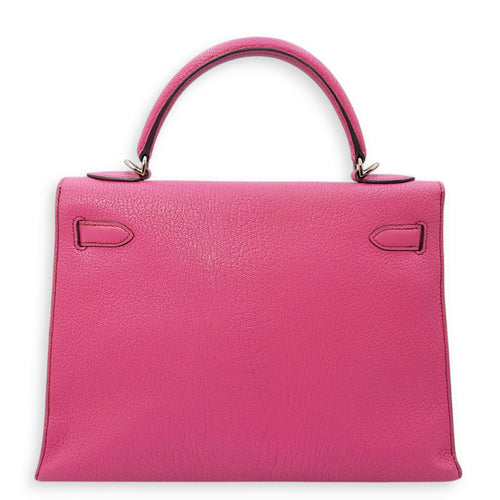 Kelly Sellier 32 Fuchsia in Chevre Leather, Palladium hardware