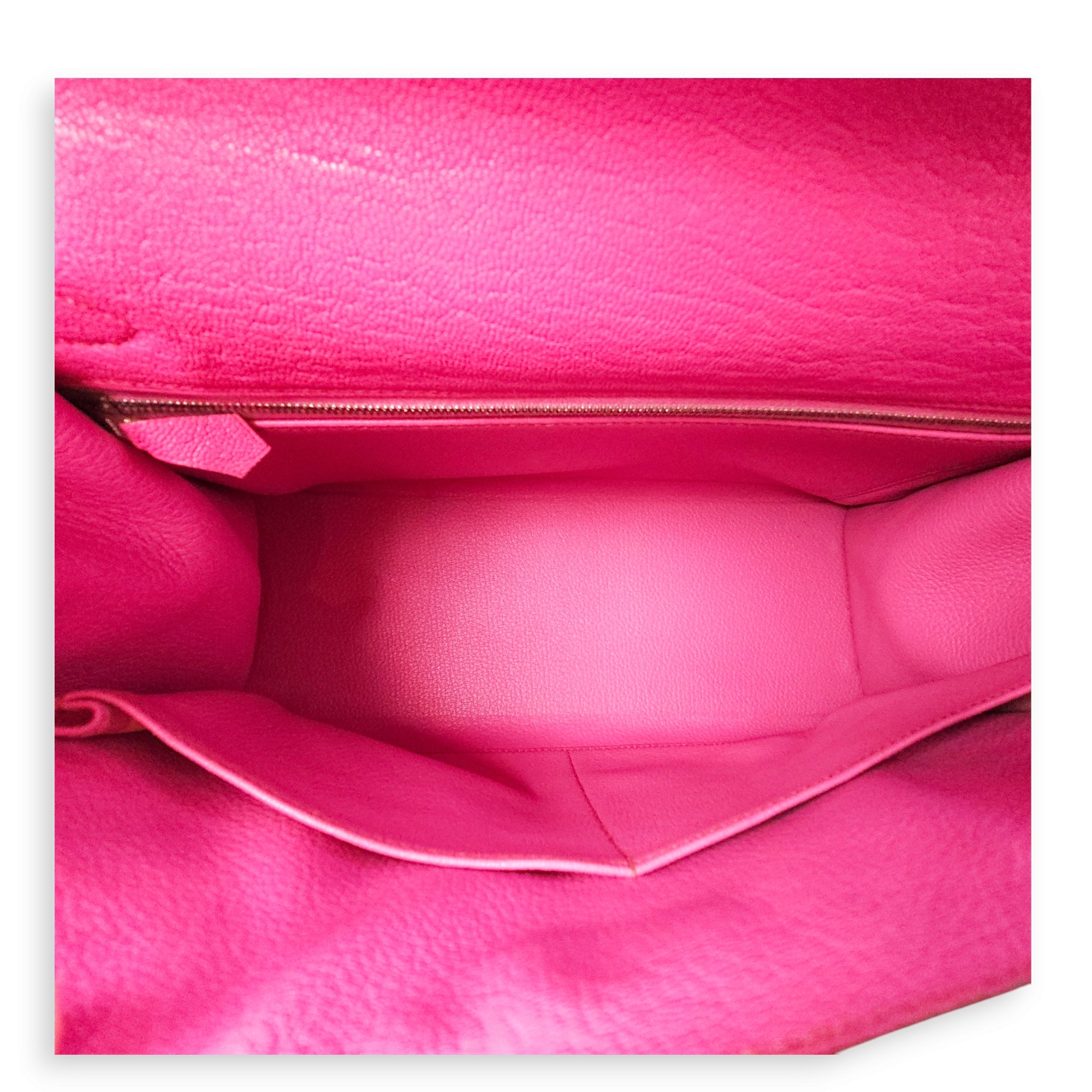 Kelly Sellier 32 Fuchsia in Chevre Leather, Palladium hardware