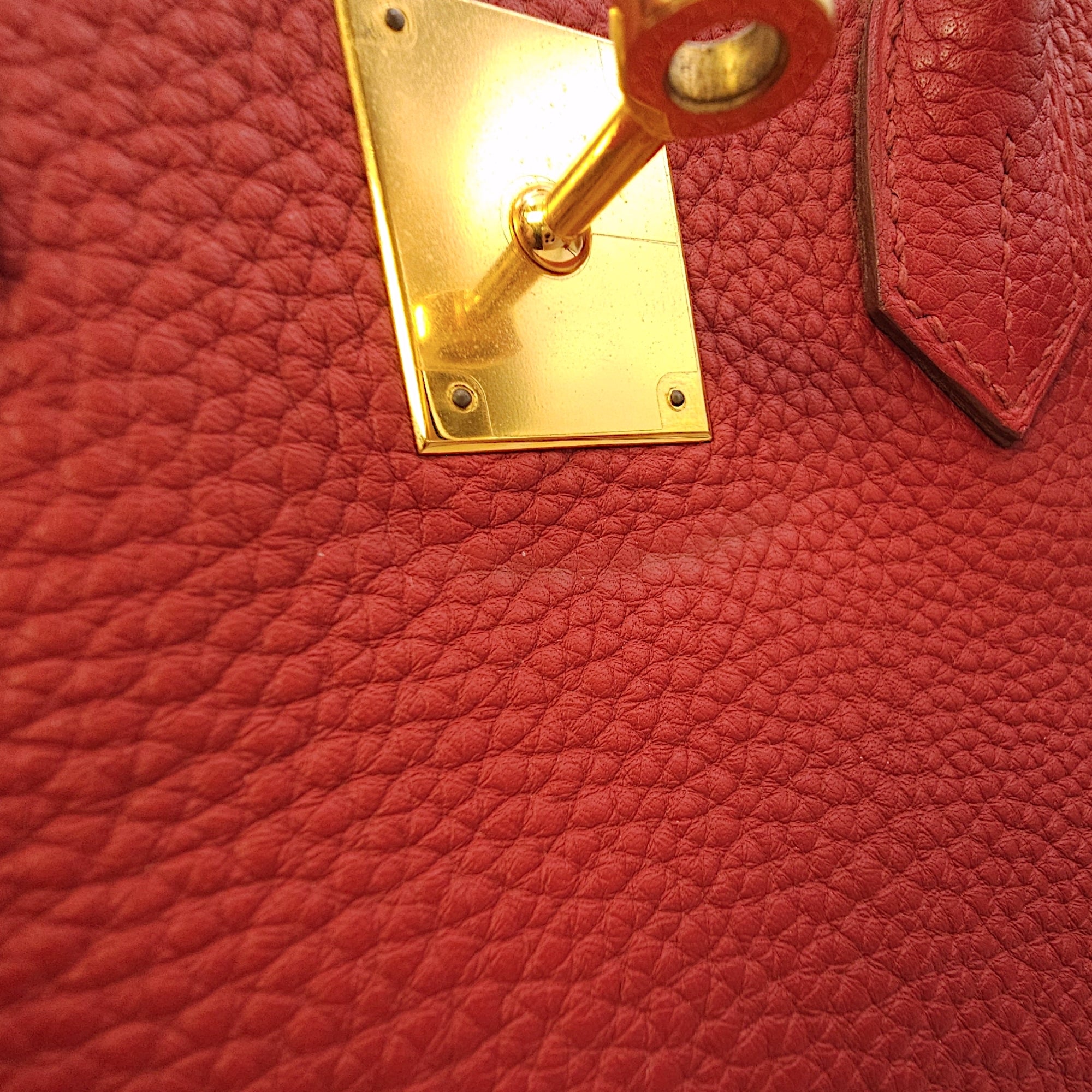 Birkin 30 Rouge Garance in Togo, Gold hardware