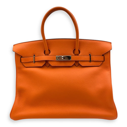 Birkin 35 Orange in Clemence, Palladium hardware