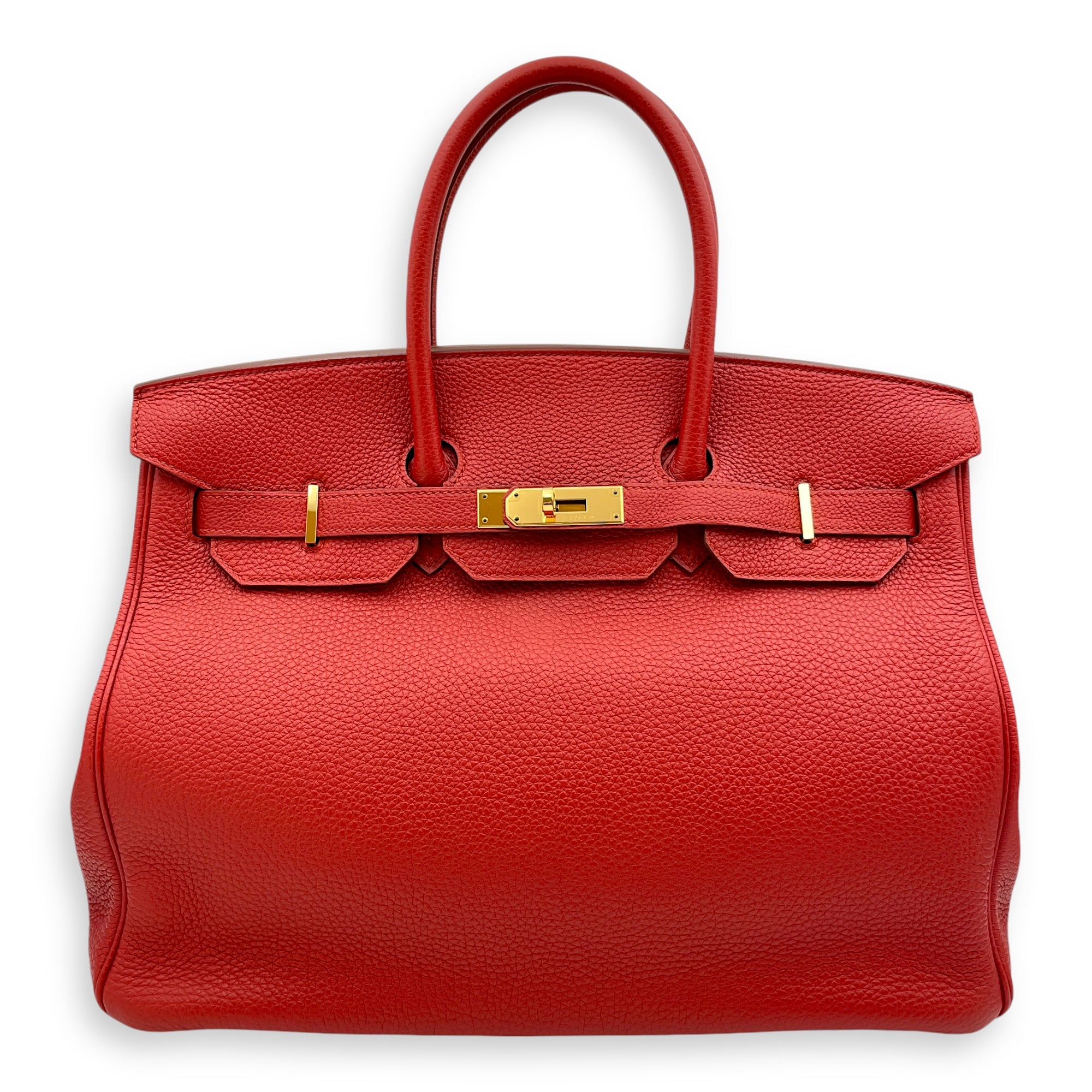 Birkin 35 Vermillon in Togo, Gold hardware