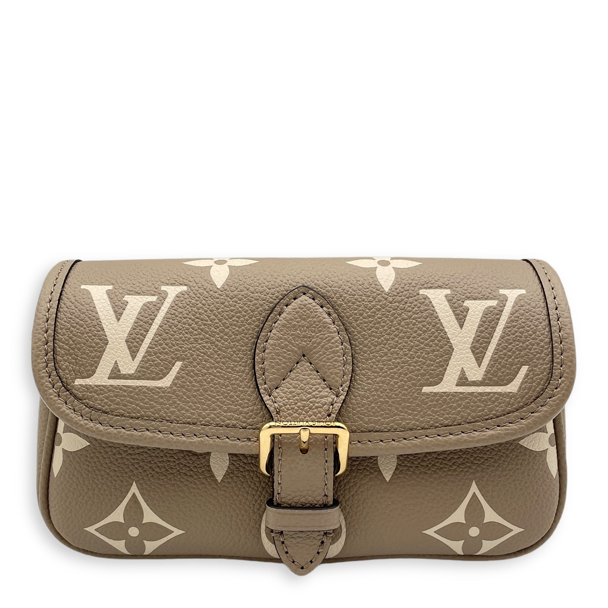 Diane Nano Tourterelle Crossbody Bag in Empriente Leather, Gold hardware