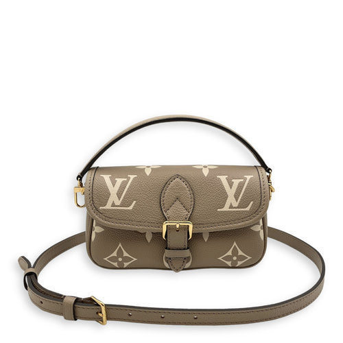 Diane Nano Tourterelle Crossbody Bag in Empriente Leather, Gold hardware